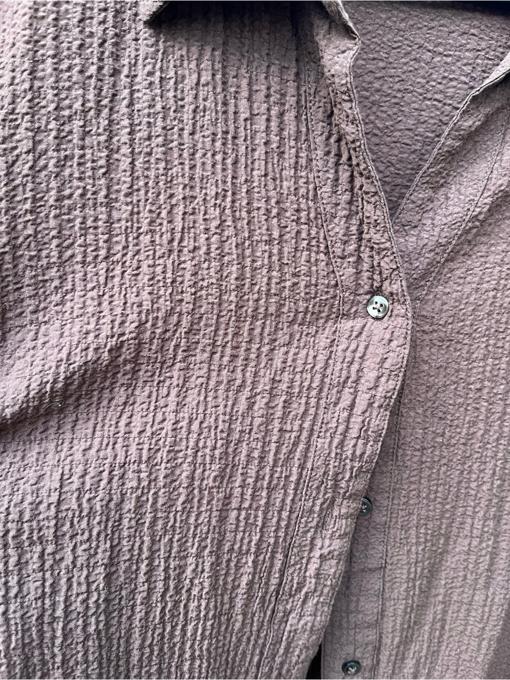 White Stag Brown Textured Button-Down Women's Shirt - Picture 3 of 4